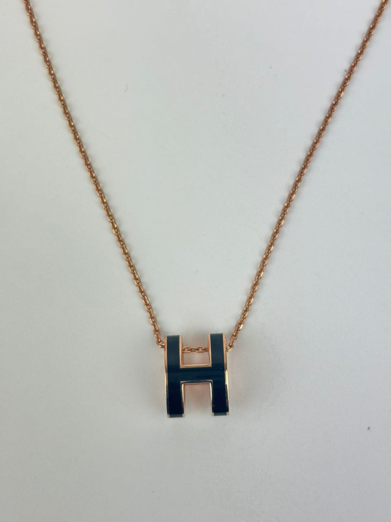 Hermes Pop H Necklace in Noir RGHW