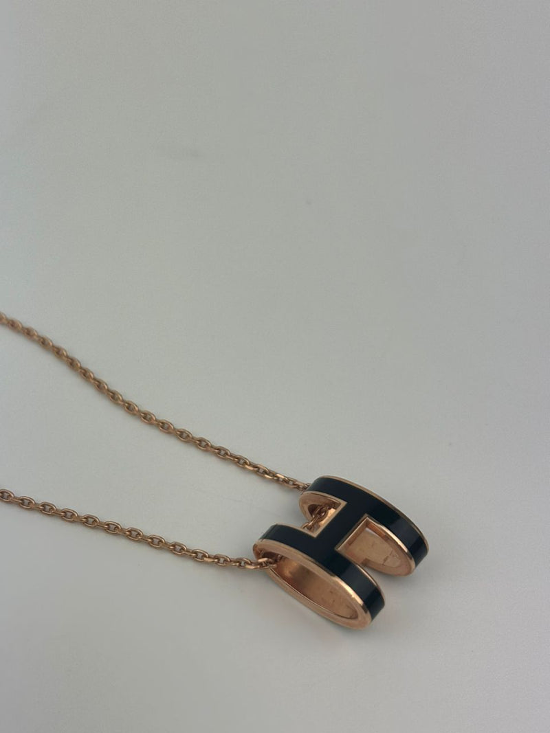 Hermes Pop H Necklace in Noir RGHW