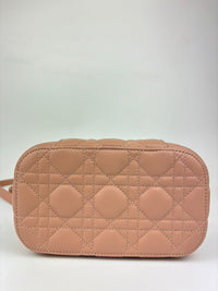 Small Diortravel Vanity Case in Rose Des Vents Cannage Lambskin GHW