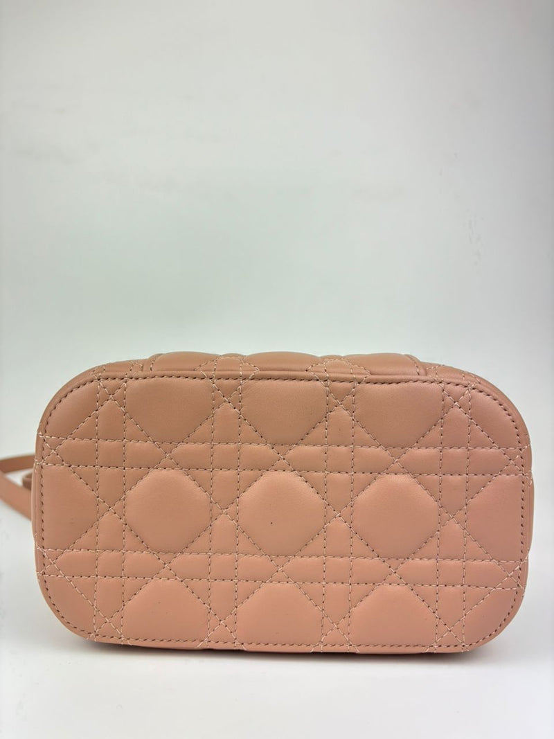 Small Diortravel Vanity Case in Rose Des Vents Cannage Lambskin GHW