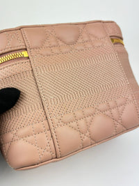 Small Diortravel Vanity Case in Rose Des Vents Cannage Lambskin GHW