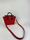 Nano Luggage Tote Bag Red/Brown Leather