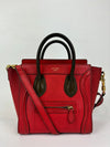 Nano Luggage Tote Bag Red/Brown Leather