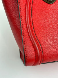 Nano Luggage Tote Bag Red/Brown Leather