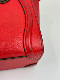 Nano Luggage Tote Bag Red/Brown Leather