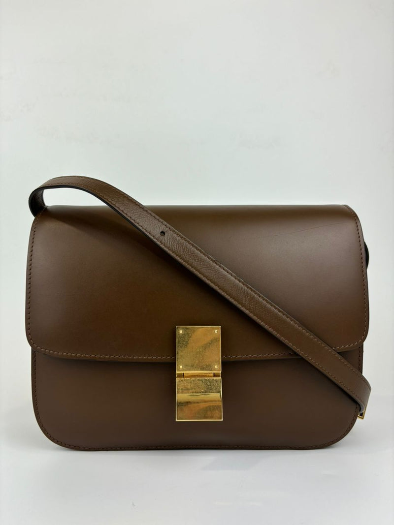 Classic Box Bag Brown Smooth Leather