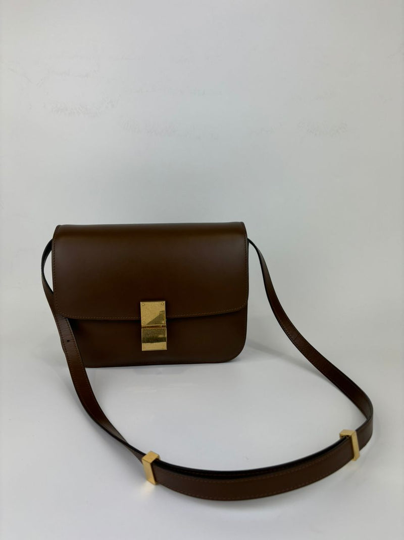 Classic Box Bag Brown Smooth Leather