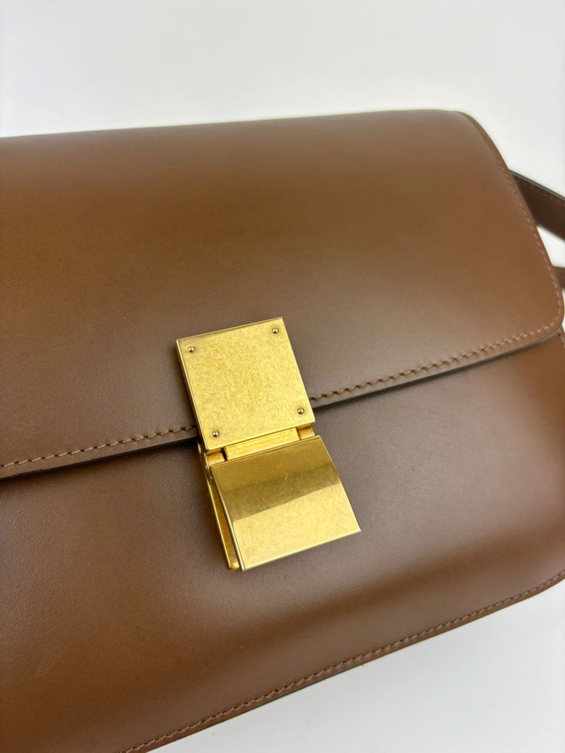 Classic Box Bag Brown Smooth Leather