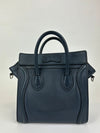 Nano Luggage Tote Bag Dark Blue Leather