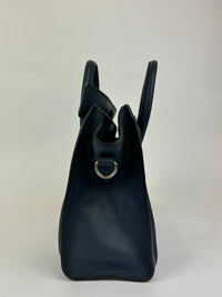 Nano Luggage Tote Bag Dark Blue Leather