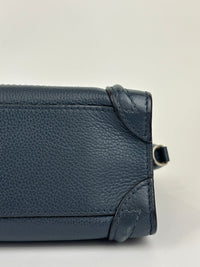 Nano Luggage Tote Bag Dark Blue Leather