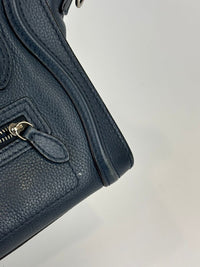 Nano Luggage Tote Bag Dark Blue Leather