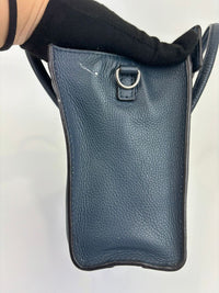 Nano Luggage Tote Bag Dark Blue Leather