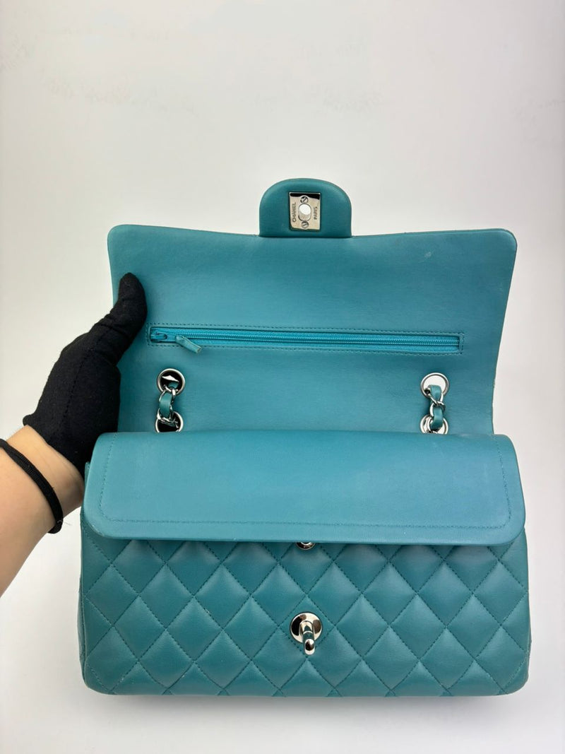 Classic Medium Flap in Turquoise Lambskin SHW