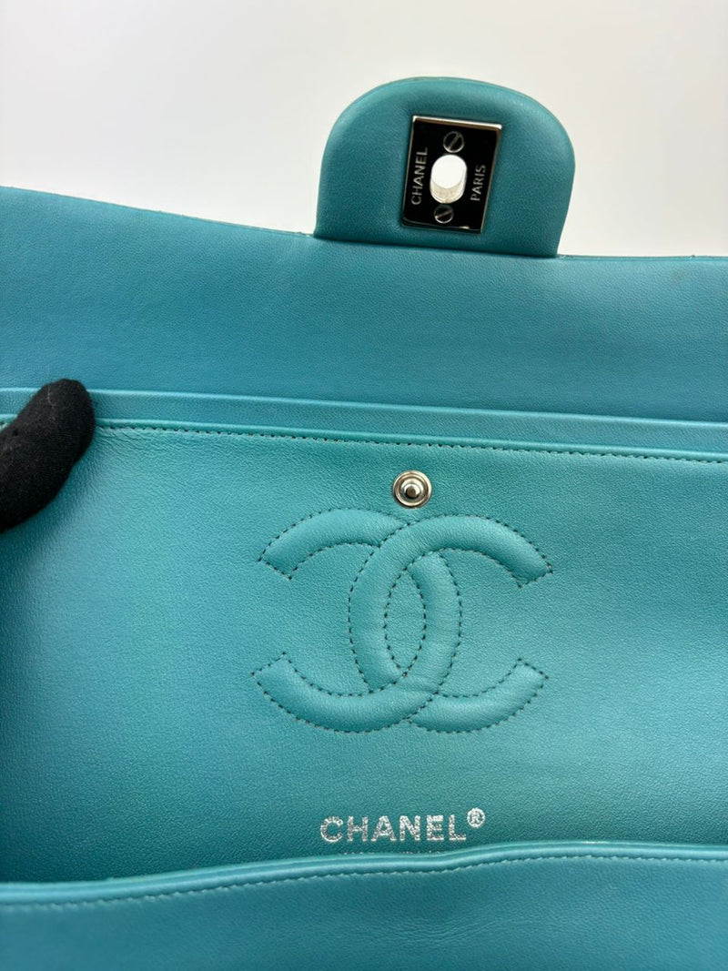 Classic Medium Flap in Turquoise Lambskin SHW