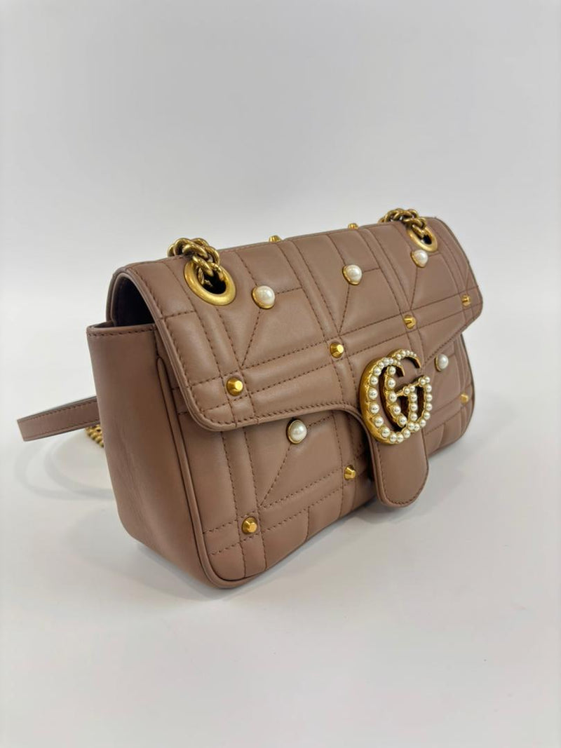 Small Marmont Shoulder Bag Faux Pearl Beige