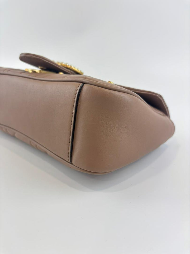 Small Marmont Shoulder Bag Faux Pearl Beige