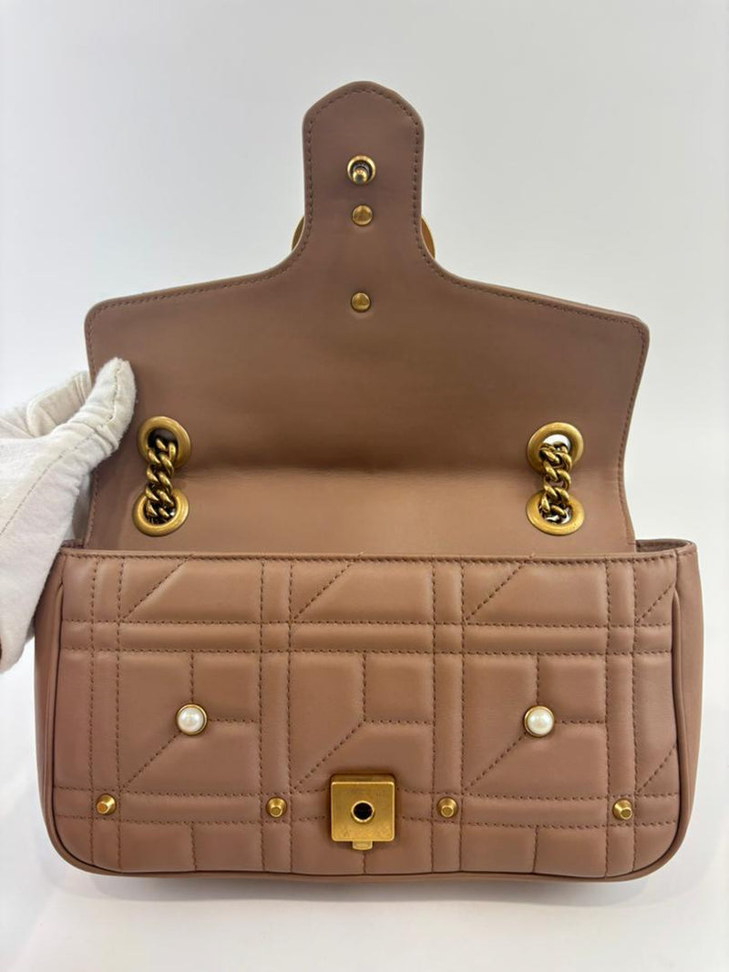 Small Marmont Shoulder Bag Faux Pearl Beige