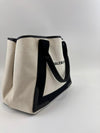 Beige/Black Canvas/Calfskin Navy Medium Cabas Tote Bag