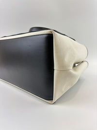 Beige/Black Canvas/Calfskin Navy Medium Cabas Tote Bag