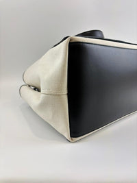 Beige/Black Canvas/Calfskin Navy Medium Cabas Tote Bag