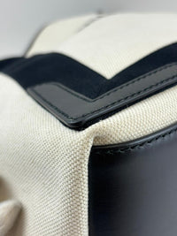 Beige/Black Canvas/Calfskin Navy Medium Cabas Tote Bag