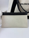 Beige/Black Canvas/Calfskin Navy Medium Cabas Tote Bag