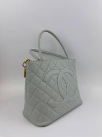 CC Medallion Tote Bag Light Blue Caviar GHW
