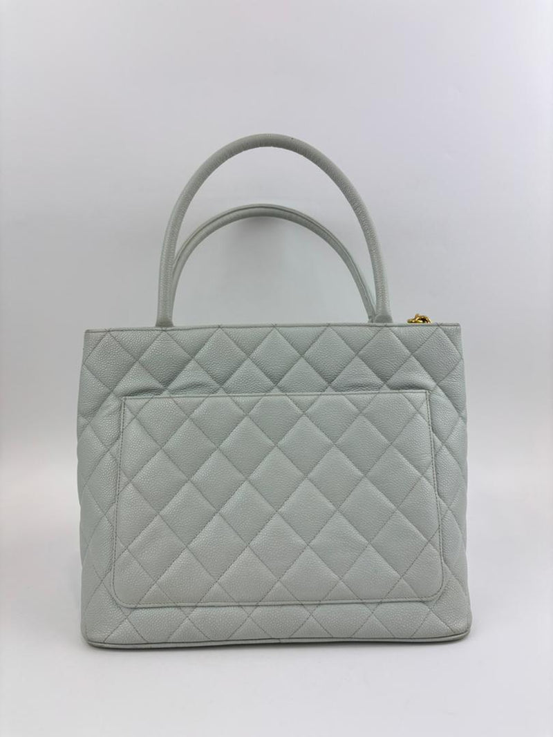 CC Medallion Tote Bag Light Blue Caviar GHW