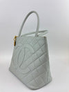 CC Medallion Tote Bag Light Blue Caviar GHW