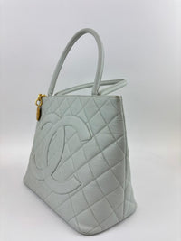 CC Medallion Tote Bag Light Blue Caviar GHW