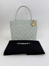 CC Medallion Tote Bag Light Blue Caviar GHW