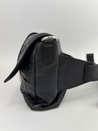 Large Zucca Embossed Baguette Convertible Belt Bag Black Nappa