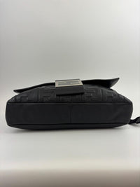 Large Zucca Embossed Baguette Convertible Belt Bag Black Nappa