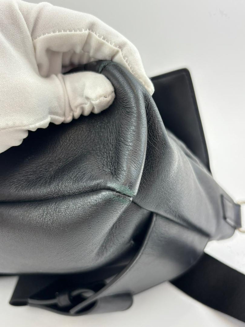 Large Zucca Embossed Baguette Convertible Belt Bag Black Nappa