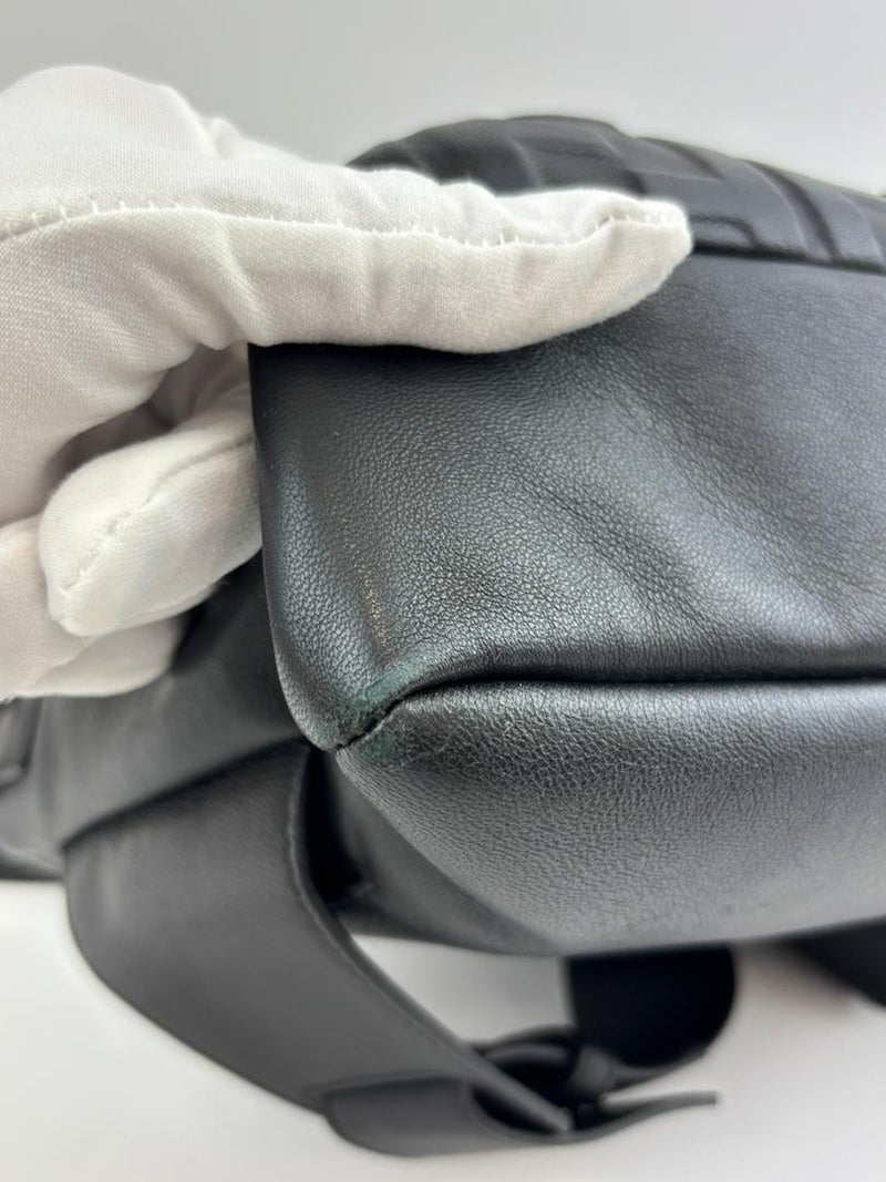 Large Zucca Embossed Baguette Convertible Belt Bag Black Nappa