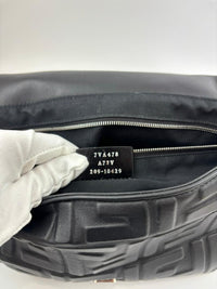 Large Zucca Embossed Baguette Convertible Belt Bag Black Nappa