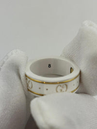 White Ceramic Cluster Ring Size 8
