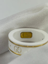 White Ceramic Cluster Ring Size 8