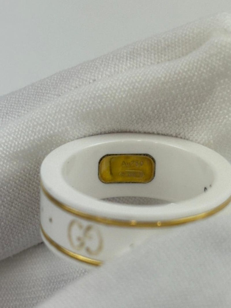 White Ceramic Cluster Ring Size 8