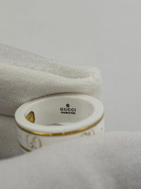 White Ceramic Cluster Ring Size 8