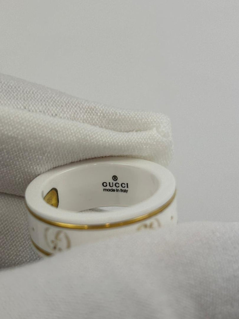 White Ceramic Cluster Ring Size 8