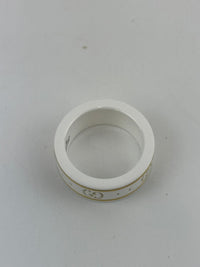 White Ceramic Cluster Ring Size 8