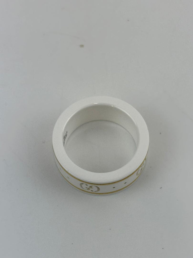 White Ceramic Cluster Ring Size 8