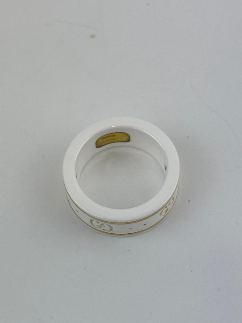 White Ceramic Cluster Ring Size 8