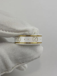 White Ceramic Cluster Ring Size 8