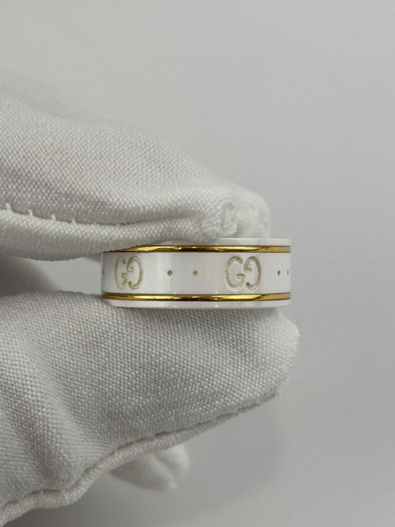 White Ceramic Cluster Ring Size 8