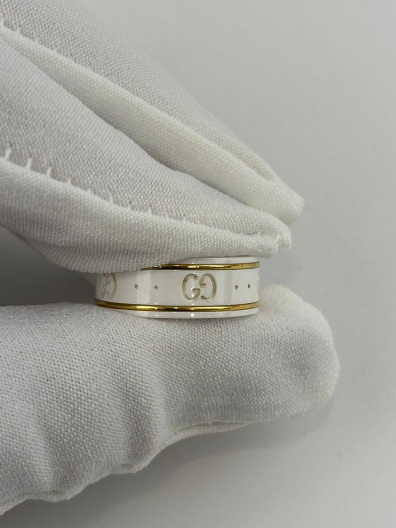 White Ceramic Cluster Ring Size 8