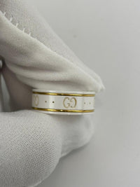 White Ceramic Cluster Ring Size 8