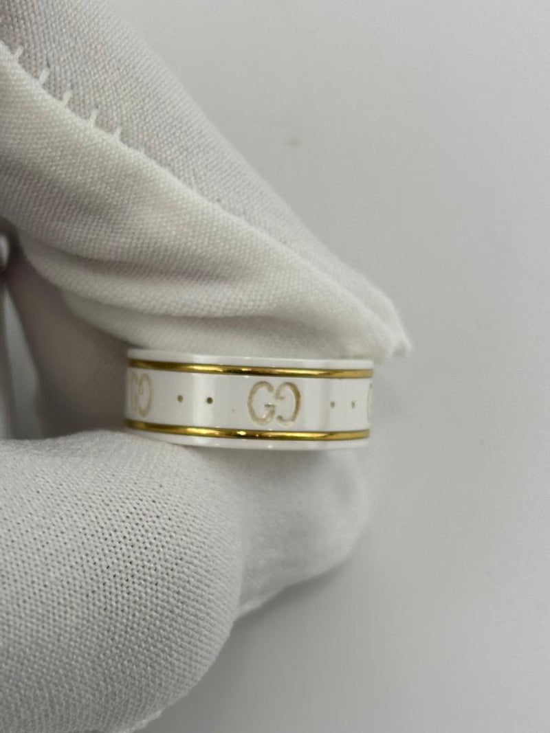 White Ceramic Cluster Ring Size 8